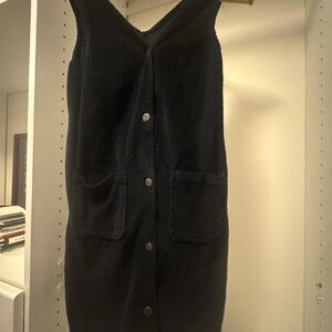 Black Corduroy Button-Down Dress